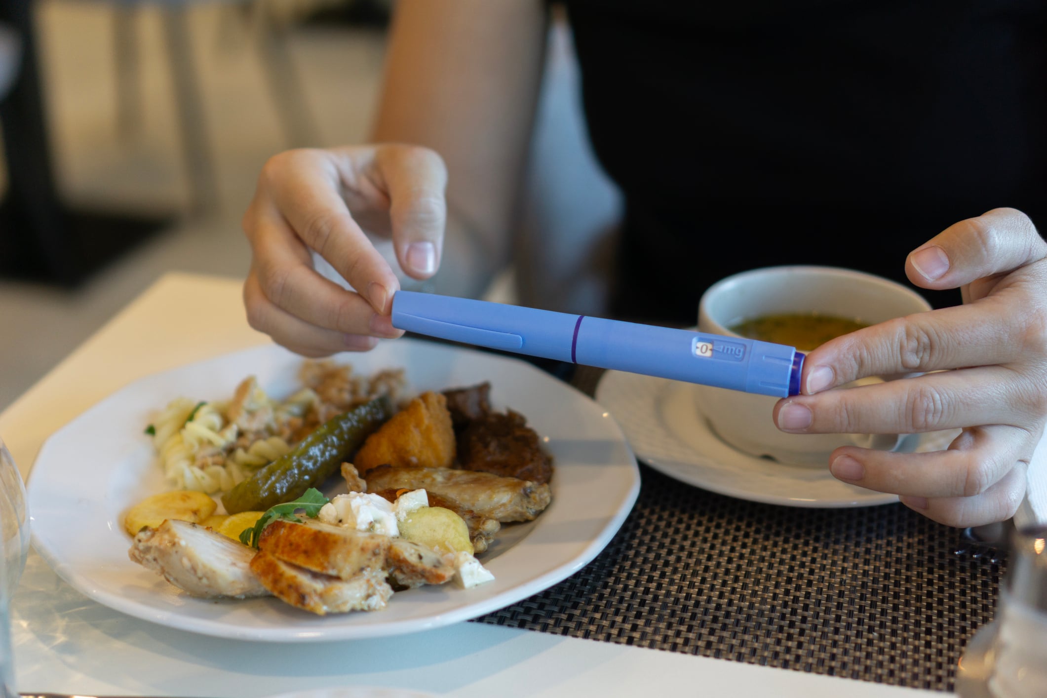 Ozempic injection pen with food