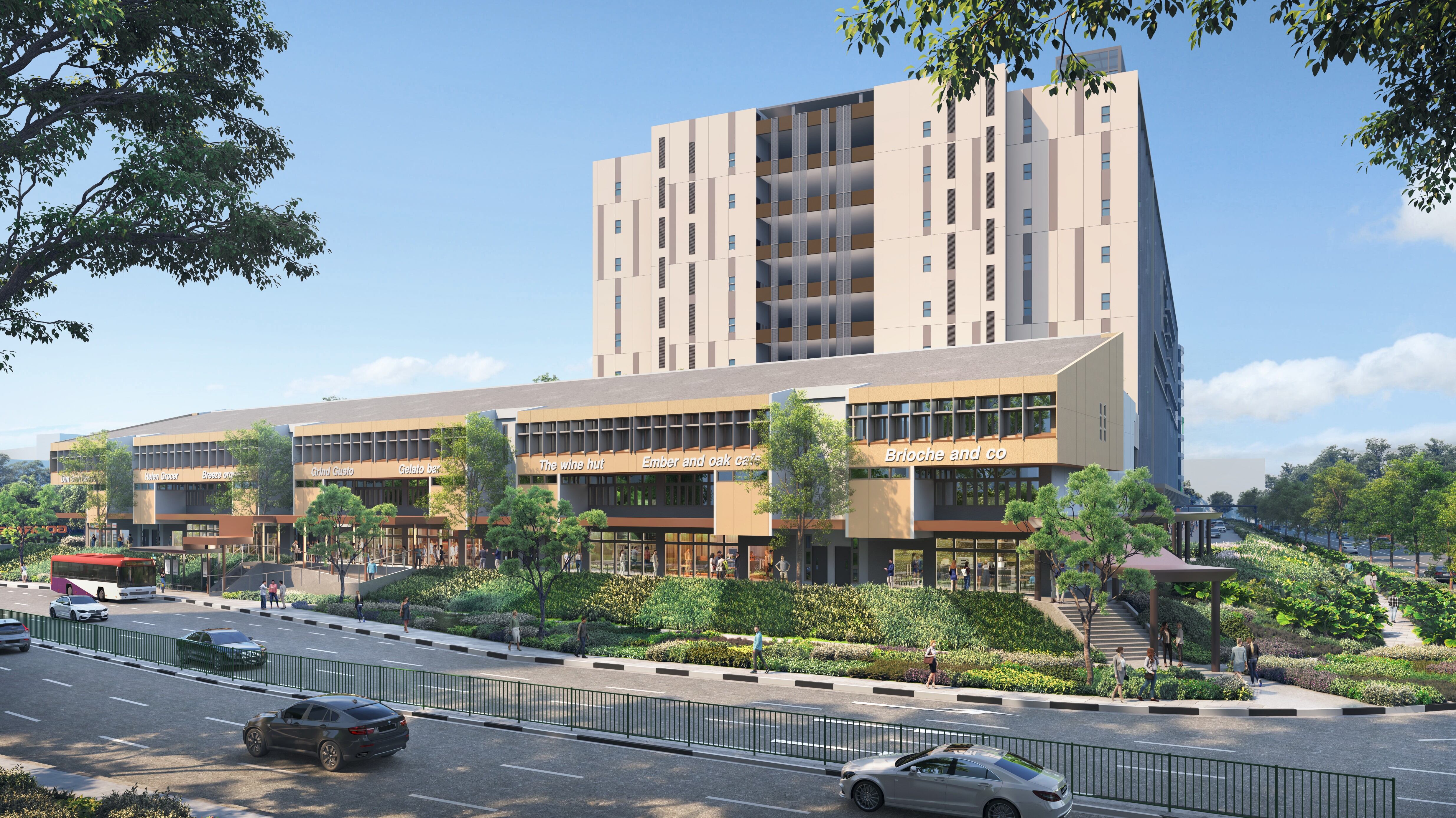 The Heritage Terrace combines food production and office spaces, with ground-floor units offering glass frontage for product visibility.