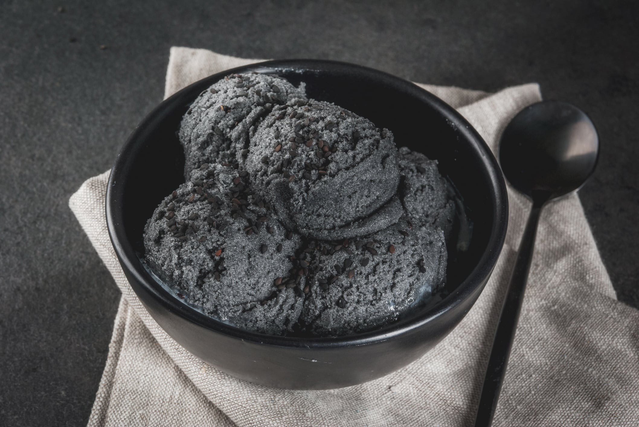 Black ice cream with black sesame
