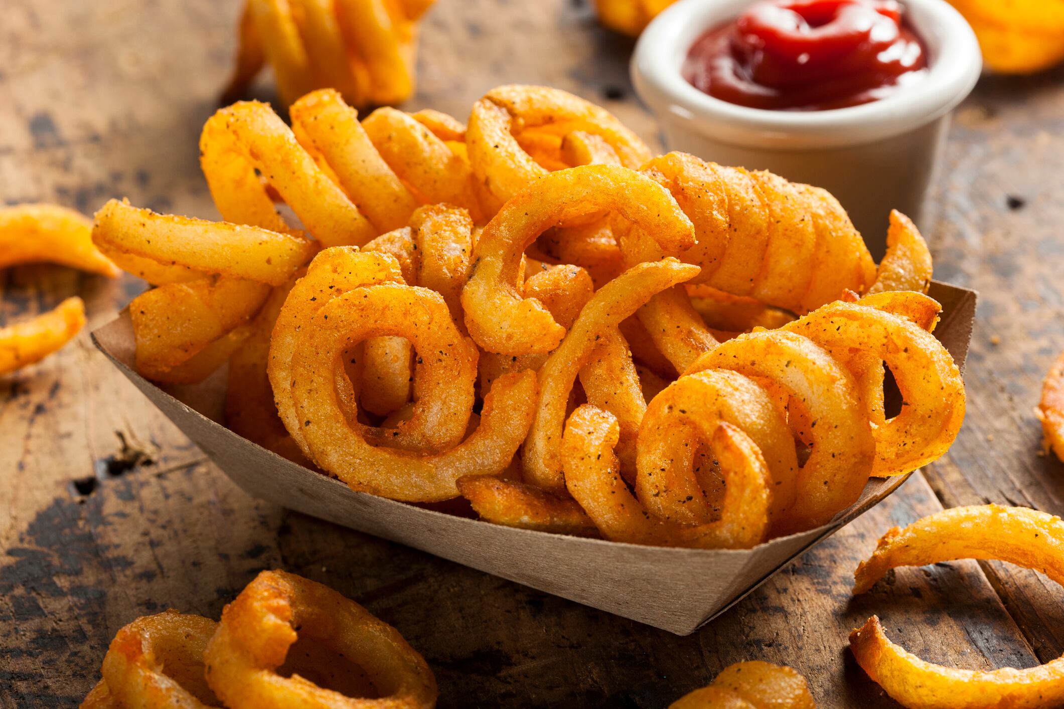 Spicy Seasoned Curly Fries Ready to Eat