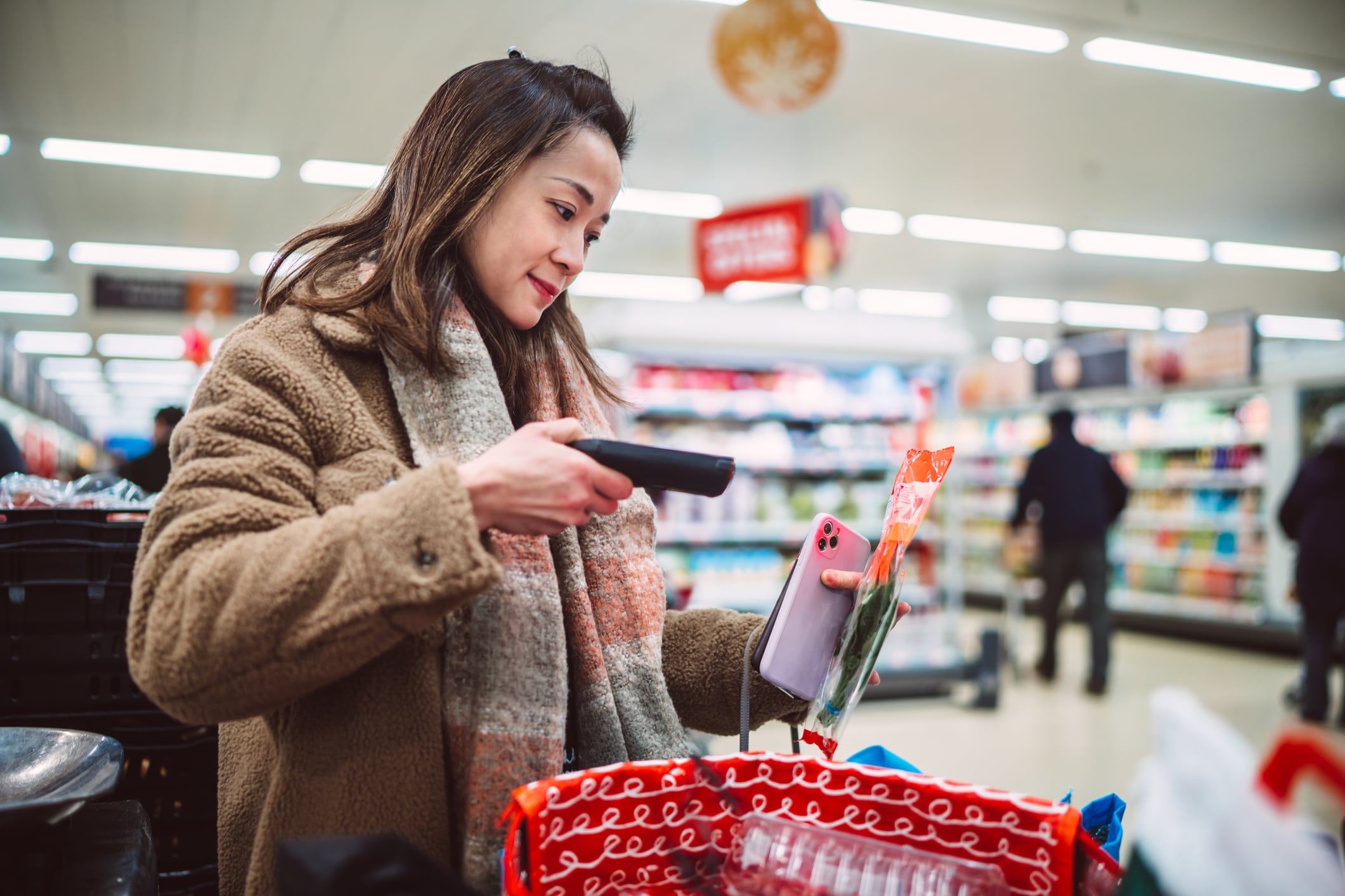 QR code on products in supermarket