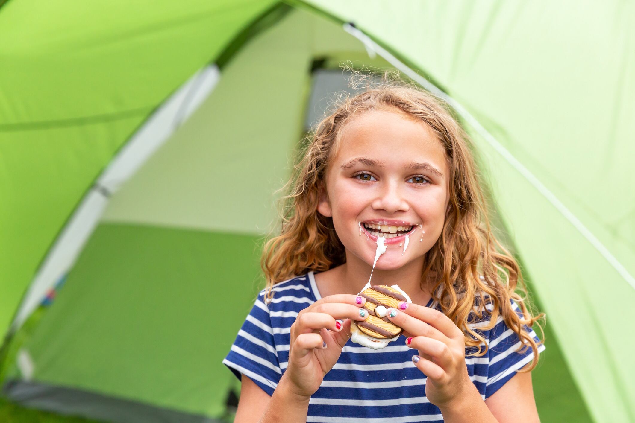Girl Eating Messy S'more