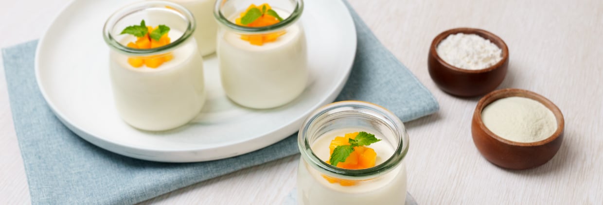 Dairy products in serving pots