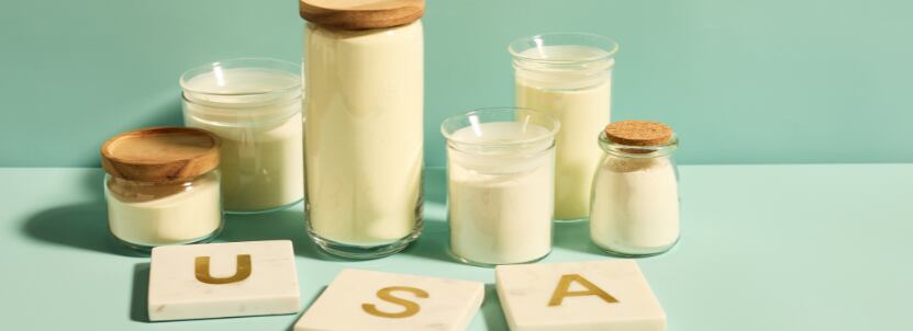 Dairy products in glass jars