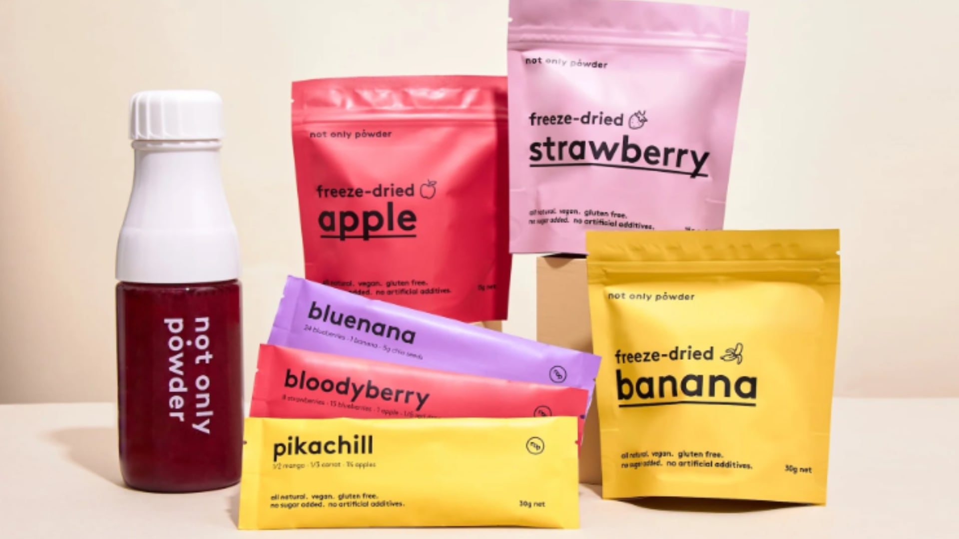 nop uses freeze-drying technology to retain up to 95% of nutritional value while extending shelf life, allowing its upcycled fruit products to be used as convenient snacks, smoothies, or ingredients.