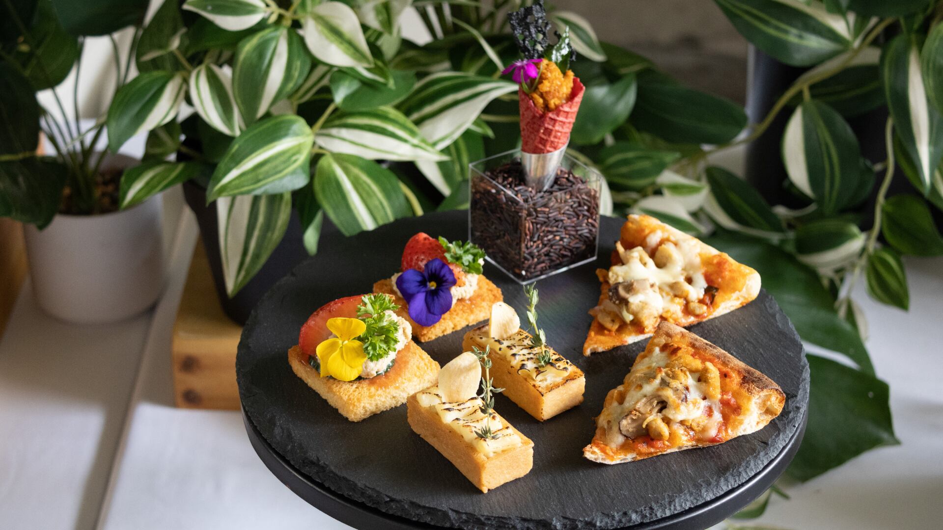 Products showcased at Mottainai’s launch of its pilot facility on July 23 included pizza, cottage pie bites and wafflelette cones with chilli crab cone.