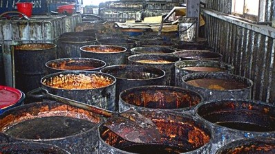 Gutter oil: A mixture of dirty used oils that can be extremely harmful if consumed