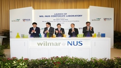 Singapore's Minister of Finance Heng Swee Keat (centre) at the launch of the WIL@NUS lab. 