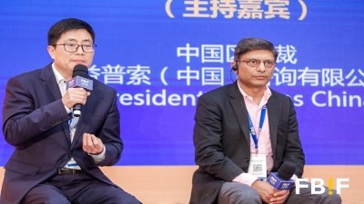 David Zhang (left), CEO of Shanghai Totole Foods and Mayank Trivedi, CEO of Xiamen Yinlu Foods Group. ©FBIF 2019