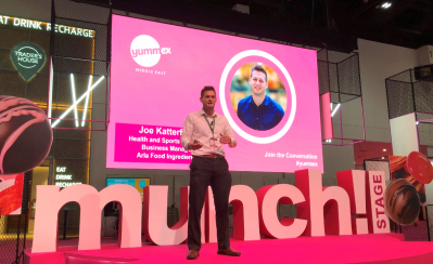 Joe Katterfield, business development manager EMEA, Arla Foods Ingredients, at Yummex Middle East, held in conjunction with Gulfood Manufacturing
