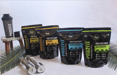 PRO2FIT's range of plant-based protein powder. ©PRO2FIT