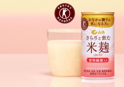 Rice koji drink labelled FOSHU for improving constipation and diarrhoea ©Hakutsuru Sake Brewery