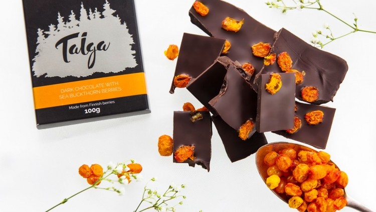 Taiga chocolates use Nordic ingredients such as lingonberry, bilberry and sea buckthorn berry (pictured) but also unusual ones such as smelt fish and reindeer ‘crisps’.