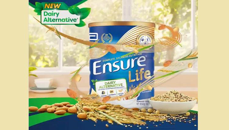 ENSURE Life Dairy Alternative contains plant-based protein blend from soy, organic brown rice, and quinoa.  ©Abbott
