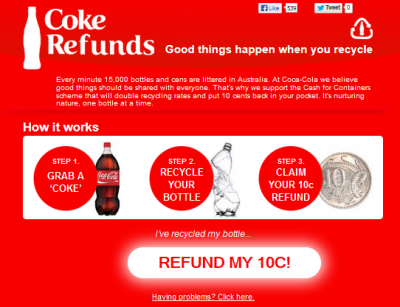 Greenpeace Australia attacks Coke with spoof recycling website
