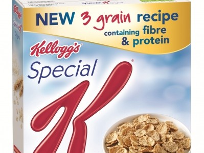 Kellogg's new three-grain Special K recipe contains 15% less sodium 