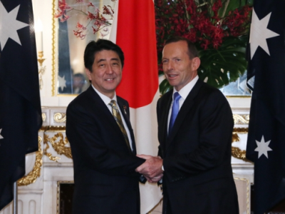 Japanese Prime Minister Shinzo Abe with the Australian Prime Minister Tony Abbott