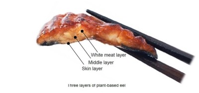 A key challenge in developing plant-based eel is achieving the texture and appearance close to the real eel without the use of animal-derived ingredients © Nissin