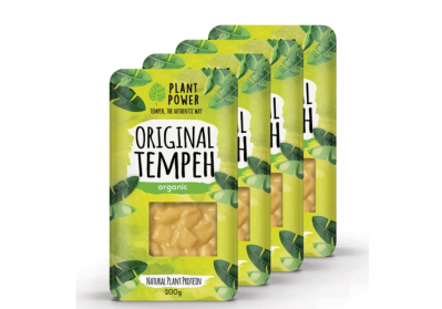 While tofu is made using soy milk, tempeh is made by fermenting soybeans with a live culture, creating a meat alternative that is high in protein with a meat like texture. ©Plant Power