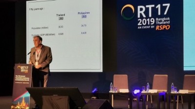 Clendon addressing the audience at RSPO RT17.