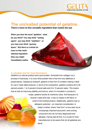 The unrivalled potential of gelatine