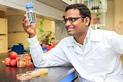 Ramakrishna Mallampati demonstrates how pollutants can be removed with produce peels